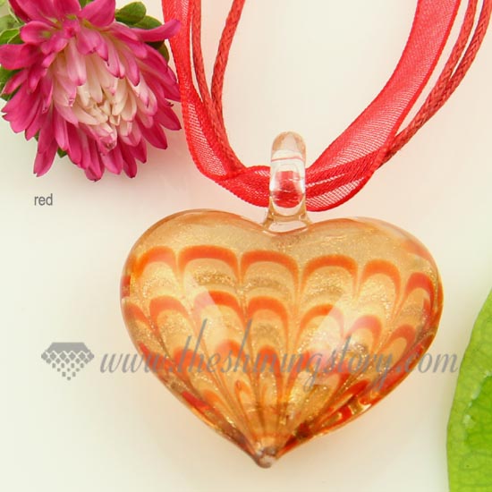 heart glitter murano glass pendant wholesale